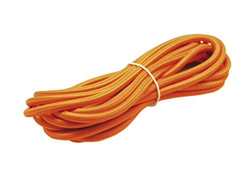 Cable decorativo de tela 2x0.75mm, 5 metros, color naranja, ideal para iluminación creativa y decoración de interiores.