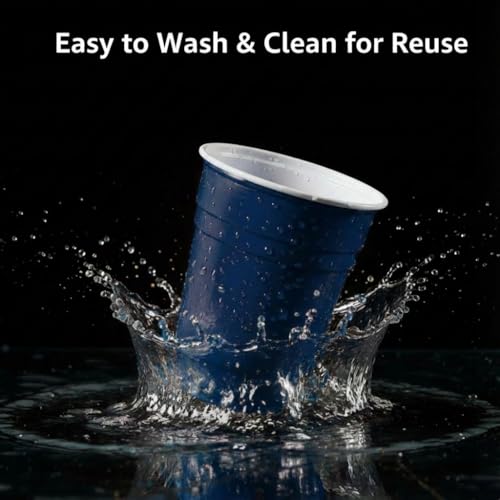 Image of FunBlast Party Drinking Glasses - 20 Pcs | 500 ML Reusable Beer Pong & Cocktail Cups | Leakproof, Strong & Durable Plastic Glass Set for Parties, Events & Celebrations (Blue)