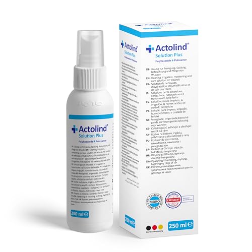 Actolind Solution Plus 250 ml – antiseptische Wundspüllösung | mit Sprühkopf | schmerzfreie Reinigung & Befeuchtung | Medizinprodukt CE III | PZN 17586895