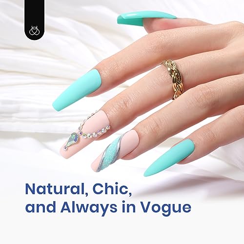 Beetles Gel Nail Kit Easy Nail Extension Set with 500Pcs Nail Tips Coffin Shape 5 In 1 Nail Glue Base Gel and Innovative Led Lamp Easy Diy Nails Art Home Gelly Tips