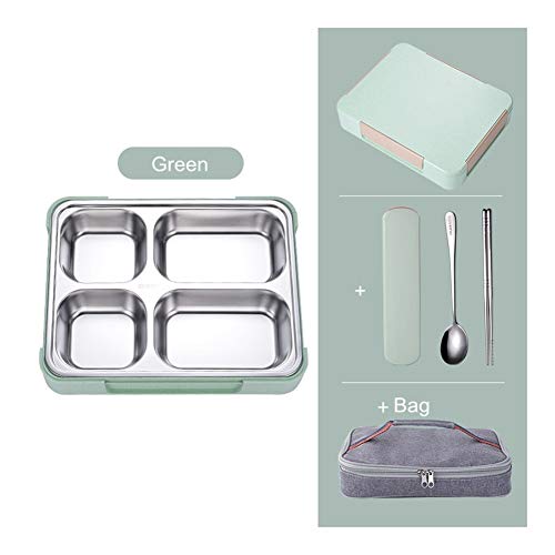 Slatiom Stainless Steel Lunch Box 1250Ml Leakproof Bento Box Microwavable Foond Container With Portable Bag Thermal Insulation (Color : A) #TOP1