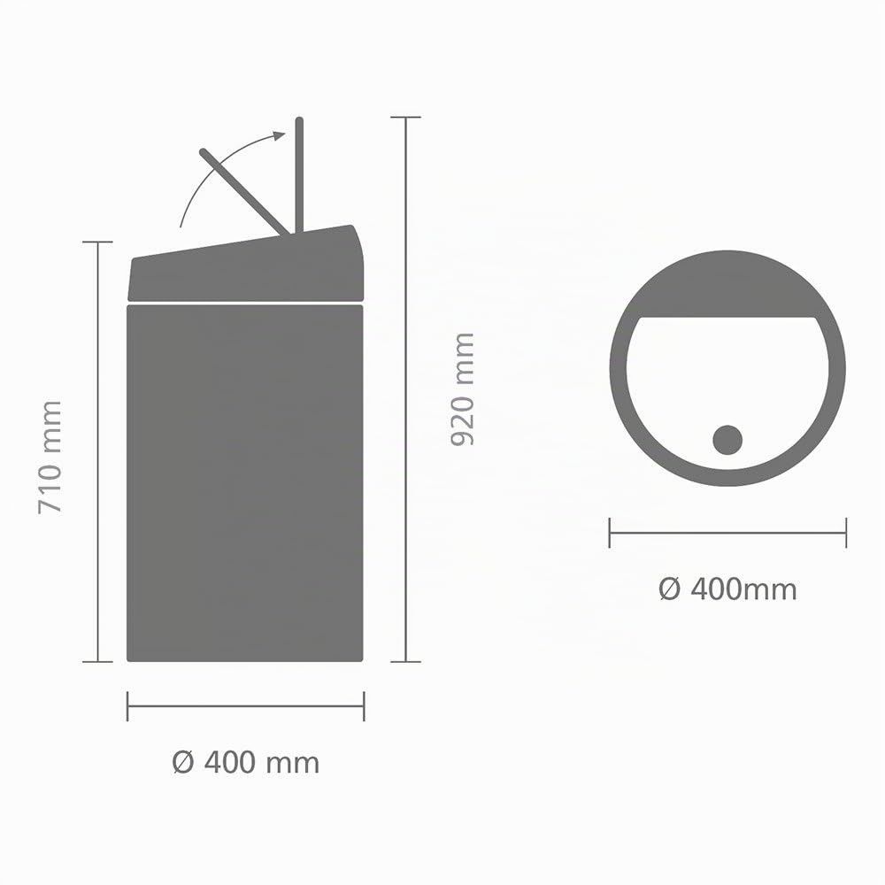 Brabantia Touch Mecanismo de Apertura con un Toque - Cubo de Basura, 60L, con Tapa Acero Mate Anti-Huellas, Color Negro Mate
