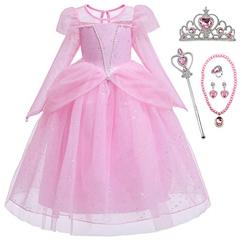 O.AMBW Vestido de Princesa para Niñas Vestido con Perlas Cosplay Miss Princesa...