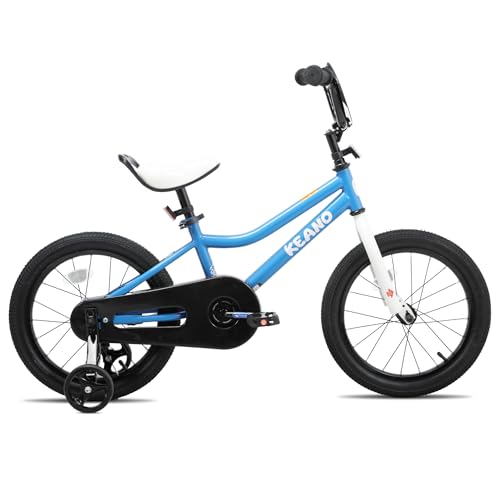 KEANO 16 Inch Kids Bike for 4-7 Ages with Training Wheels Boys Bicycle 4 5 6 7 Years Children Bikes BMX Style Birthday Gifts Blue
