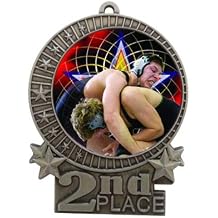 Express Medals Various Styles 1 to 50 Pack of Engraved Silver Wrestling Medals Trophy Award with Neck Ribbon Medal Trophies Gift Prize Custom