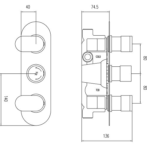 Ultra REI3417 Reign Thermostatic Triple Valve with Diverter - Chrome, Triple/Round - Image 2