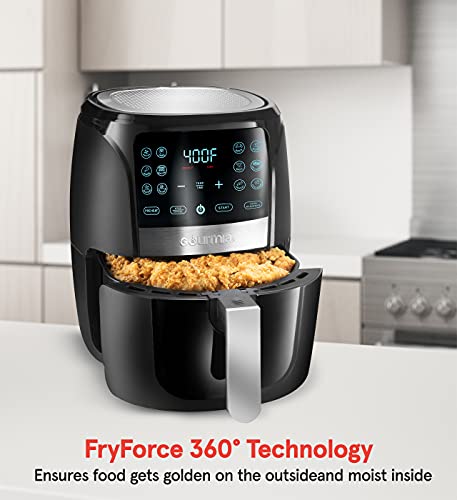 Image of Gourmia Air Fryer Oven Digital Display 5 Quart Large AirFryer Cooker 12 Touch Cooking Presets, XL Air Fryer Basket 1500w Power Multifunction Stainless Steel FRY FORCE 360 (5 QT)