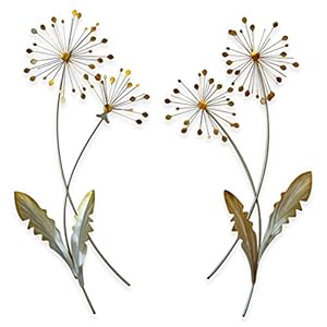 T.I. Design Dandelion Floral Contemporary Metal Wall Decor Set