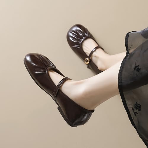 SWDZM Women Mary Jane Shoes Slip On Ankle Strap Dress Flat Shoes Comfortable Ballet Flats4