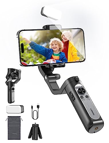 hohem iSteady XE Kit Gimbal Stabilizer for Smartphone, 3-Axis Gimbal for iPhone & Android with Magnetic Adjustable Fill Light, Portable & Foldable Stabilizer for Video Recording, YouTube TikTok Video