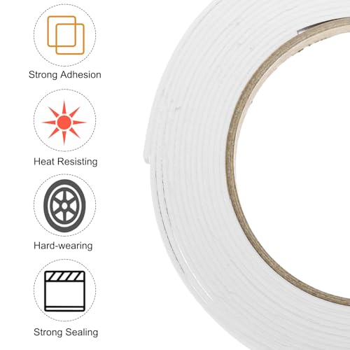 Image of uxcell 2pcs Rolls Single Sided Foam Tape Removeable EVA Sponge Mounting Tape Strong Adhesive Tape Strips(White, 13ft x 1 /2 inch x 1 /16 inch) for Home Paint Wall Hanging Poster Decor