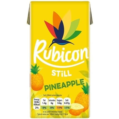Rubicon Still Pineapple Juice - Made with Real Handpicked Fruit Pineapple - Bold and Intense Tropical Juice Drink - Multipack Fruit Juice Cartons - 27 x 288ml