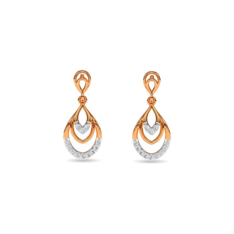 Image of KISNA JEWELS 14KT|18KT BIS Hallmark Pure Gold and Diamond Danglers Earrings For Women with Screw Back clouser