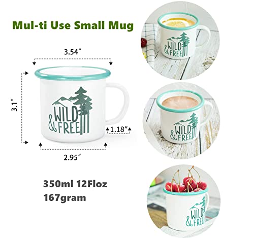 Yumcute Home Enamel Camping Mugs, 12Oz Coffee Camp Small Enamel Tea Cups For Indoor And Outdoor Activities, Wide Handle & Smooth Rim,Portable & Durable, 350Ml(12Oz 350Ml) (Tree Pattern) #TOP5