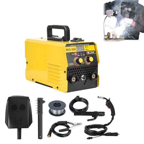 3 in 1 Welding Machine, 110V/220V MIG Welder Portable Welder Machine Gasless Welding Machine MIG ARC Lift TIG Inverter Welders with LED Display Overload Safety Protection for Home/Pro Use Yellow UK