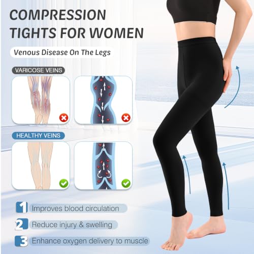 Image of 15-20mmHG Graduated Compression Pantyhose for Women Men,Medical Compression Tights, Support Hose, Compression Leggings for Varicose Veins, Edema
