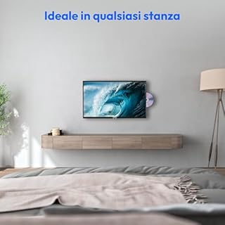 MEDION TV 24 pollici (59,9 cm) Full HD TV con lettore DVD (perfetto per campeggio, camper, camion, giardino, adattatore per auto da 12 V, DVB-T2 HD, DVB-C, DVB-S2, HEVC, HDMI, USB, MD 824001)