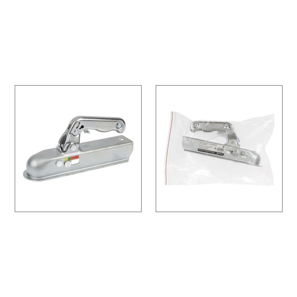 OROK 654442 Tête d’Attelage Remorque 750kg – Tête d’Attelage Timon Carré 50mm – pour Boule d’Attelage 50mm – Entraxe 80mm – Homologation R55, Argent