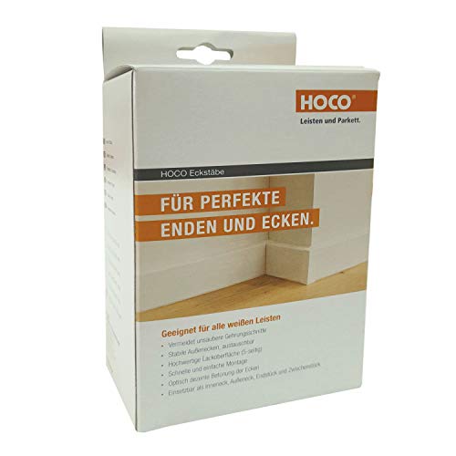 Hoco Eckstäbe, Ecktürme, Innenecken Außenecken aus Holz (lackiert) für weiße Sockelleisten, Inhalt: 15 Stück (81 x 18 x 18 mm (E4), weiss) Cover