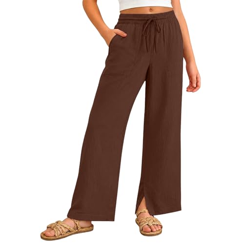 Pantalones escolares ligeros y holgados de niña con bolsillos para verano