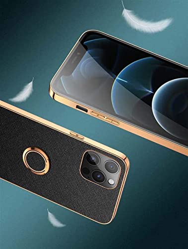 Coque iPhone 12 Pro Max antichoc avec support bague et cadre doré chic