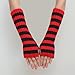 Insdark Goth Striped Arm Warmers Y2k Fingerless Knit Punk Rock 80s Rave Emo Gothic Grunge Fashion Aesthetic Winter Warm Elbow Length Knitted Stripe Sleeves to Cover Arms for Women, Red and Black