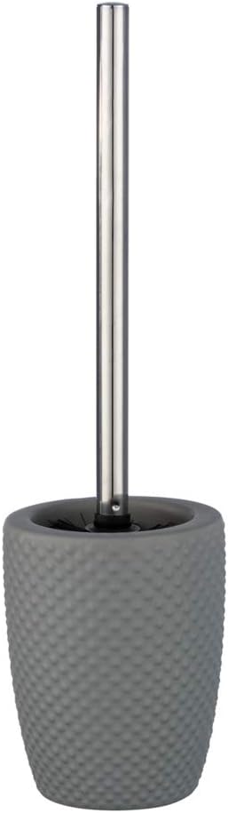 WENKO Punto Grey-Toilet Brush Holder, Ceramic, 11 x 11 x 41 cm