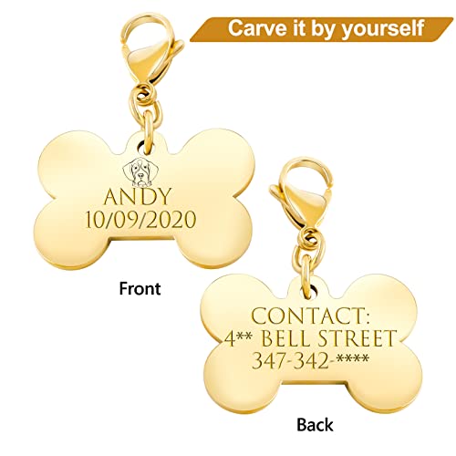 Hyh 18K Pet Id Tag & Bell, Stainless Steel Engraved Deeply Personalized Dog Tags And Cat Tags Dog Bell, Funny Birthday Christmas Gifts For Kitten Puppy Rabbit Monkey And All Pets #TOP3