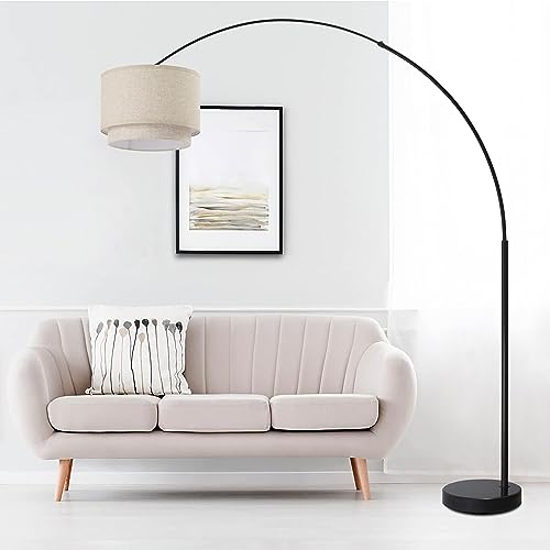 Major-Q Modern Arcing Floor Lamp - Tall Stand Up Arching Drum Shade - Large Contemporary Floor Lamp for Dining Rooms and Bedrooms - Corner Lamp for Office Lighting and Home Decor by Major-Q - Used condition - US$133.25