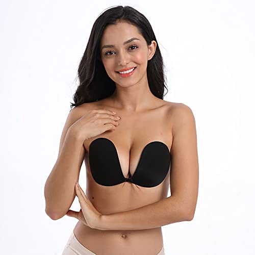 Laura Collection Adhesive Bra, Sticky Backless Bra Strapless Invisible Bra For Women (2Pcs Black, E) #TOP3