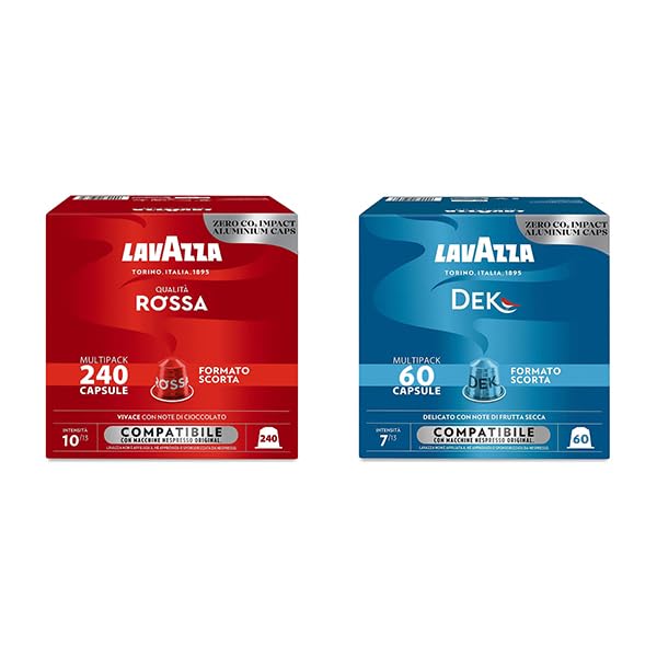 Caffè Lavazza 300 Capsule Compatibili Nespresso Miscele assortite (Qualità Rossa, Dek)