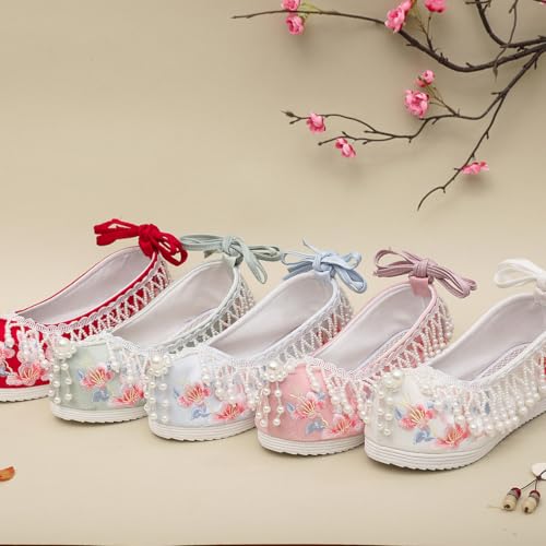 Tassel Hanfu Shoes Vintage Embroidery Flats Embroideried Mary Janes for Women4