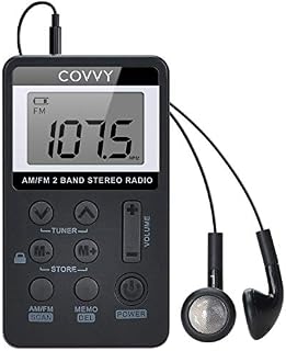 AM FM Pocket Radio HanRongDa Portable Digital Tuning AM/FM Mini Stereo Radio Player with Rechargeable Battery and Earphone for Outdoor Walk (Black)