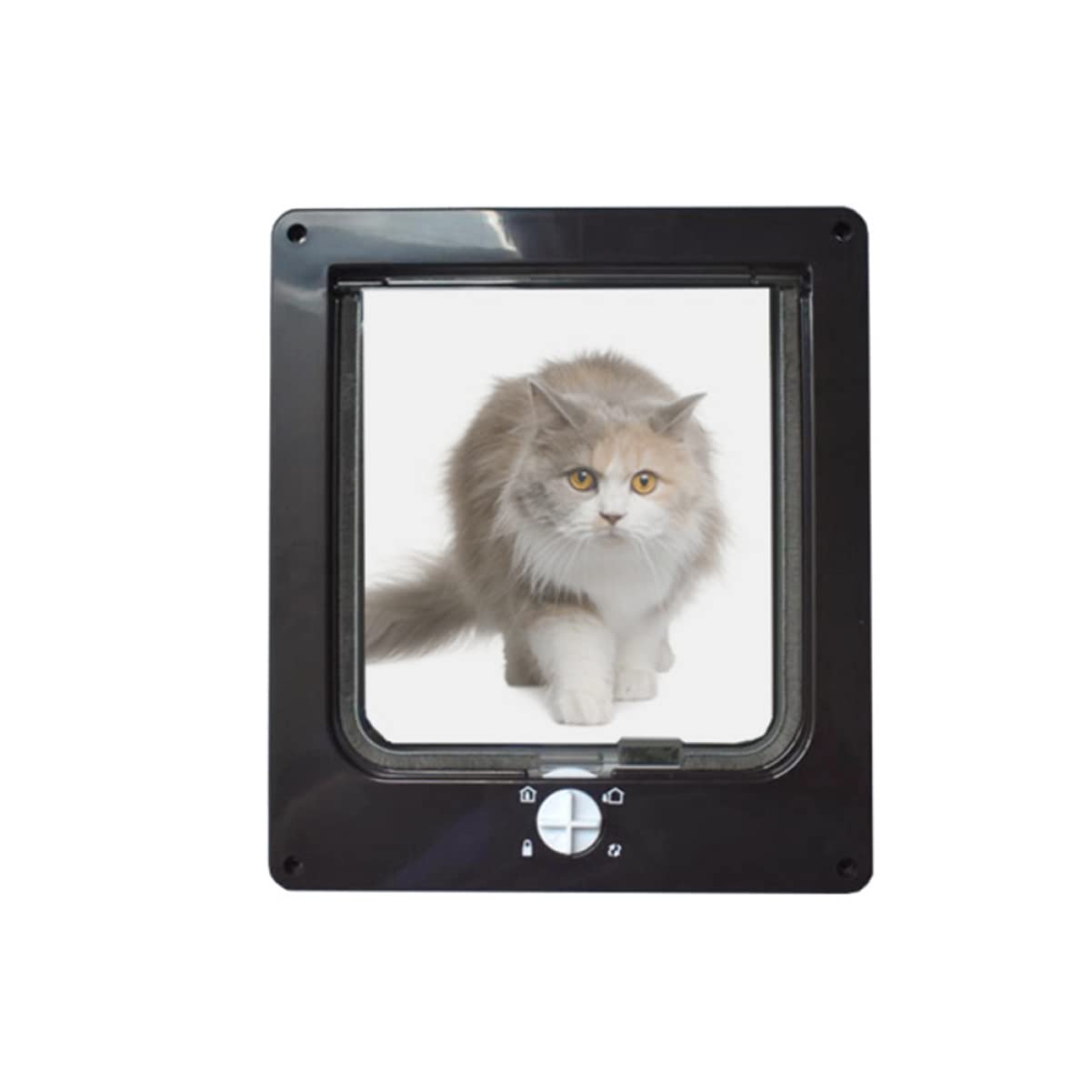 Chatière Rotative pour Chat Noir Abs Brosse Silencieuse | Contrôle D’entrée et Sortie, pour Chaton, Trou D’accès Compact, Installation Simple