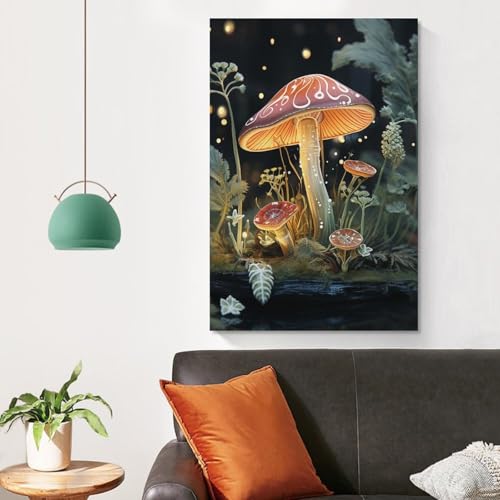 Toile murale papillon champignon 60x90cm avec impression haute definition - 4