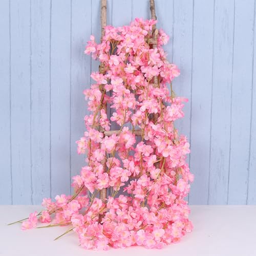 BSITSSS 3 Stück Künstliche Blumen Girlande 180cm Kirschblüten Girlande Blumengirlande Rosa Kunstblumen Hängend Blumenranken Künstlich Sakura Deko für Hochzeit, Party, Haus, Garten Dekoration