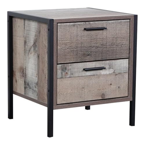 OS Home and Office Furniture 17.25" 2-Drawer Wood Night Stand in Brown