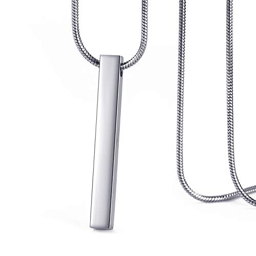 Moo&Lee Couples Necklace Silver And Black Stainless Steel Bar Pendant Chain For Men And Women, Unisex #TOP1