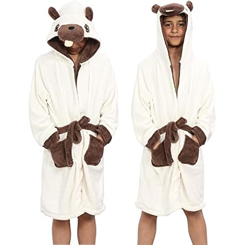 A2Z 4 Kids Unisex Super Soft 3D Animal Detail Bathrobe Dressing Gown Nightwear Fleece Hooded Beach, Bathing, Swimming, Surfing, Watersports Robe Girls Boys Children Gift 5-13 Years Cover