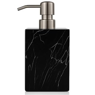 Moderner Seifenspender, schwarzes Harz mit Pumpe aus gebürstetem Stahl - Amazon product rated Grade A