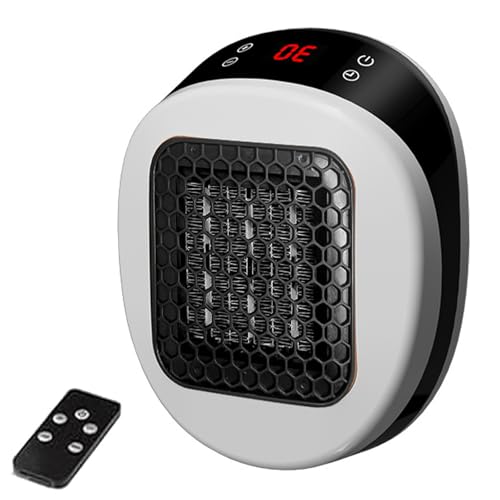 Image of Portable Space Heater, Mini Plug In Heater with Remote Control, Rapid Heating in 3 Seconds, PTC Ceramic Heating Element, 12 Hour Timing (White)