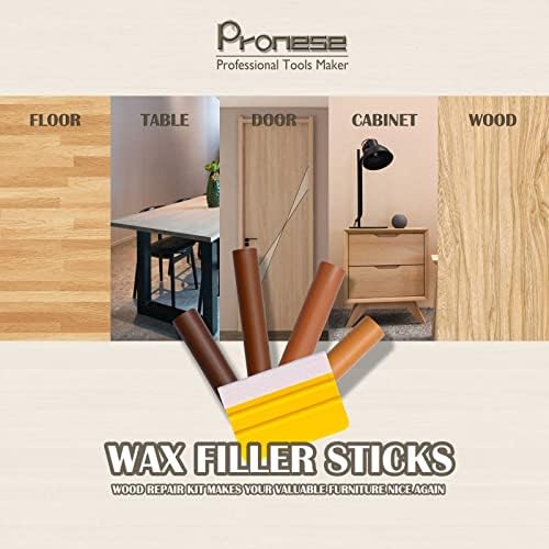 Pronese 11CM Wax Filler Sticks With Scraper For Wood Repair Kit, Furniture Repair Kit, Wood Filler Sticks, Wood Scratch Repair, Laminate Floor Repair Kit (4 Pcs)
