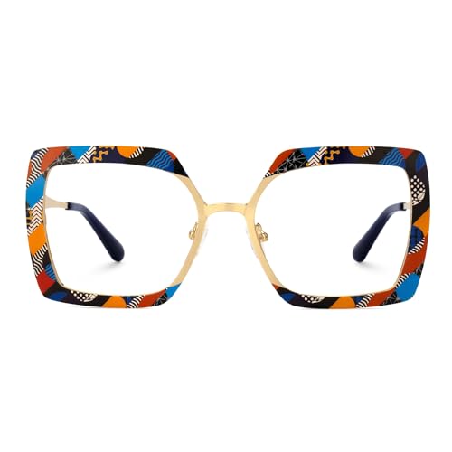 Image of Zeelool Blue Light Blocking Glasses for Women, Square Metal Glasses Frame Eyeglasses with Non-prescription Clear Lenses Anti Eyestrain & UV from Computer /TV /Phone ZJGM150137-03B