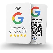 Reusable Review Tap Card for Google Reviews - 10-Cards Pack - QR & Tap NFC Review Card - Review Us on Google Tap Card - iPhone & Android - Boost My Reviews Card - Set Up at Home | by MESSAGENES