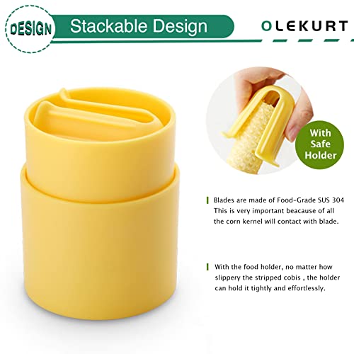Olekurt 2 Pcs Corn Peeler - Corn Stripper For Corn On The Cob, Corn Cutter With Safety Handle [Lemon Yellow- 2 Different Sizes] #TOP3