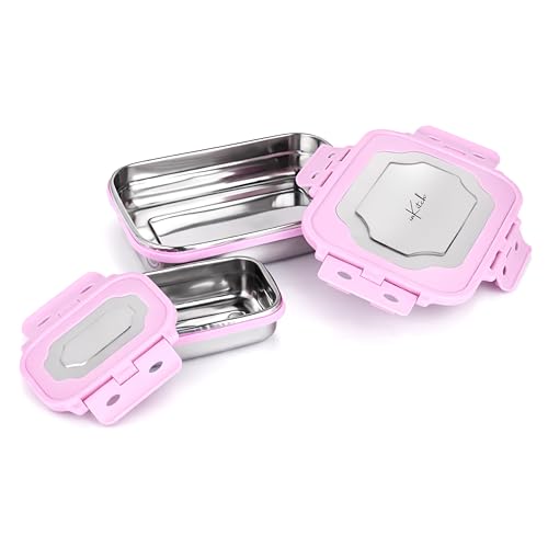 Image of Insulated Stainless Steel Lunch Box Combo Set 800ml with Airtight Leak-Proof Clip Lock Lid, Durable (Pink Tiffin with Bottle)