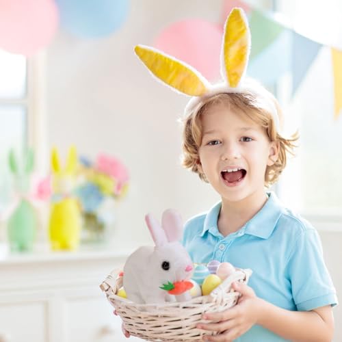 Mizijia Bunny Pal,Bunny Pal Hase, Bunny Mein Realistisches Kaninchen, Interaktives Elektronisches Haustier Plüschhasenspielzeug, Kann Gehen und Sprechen, Ostergeschenke Kinder(Weiß)