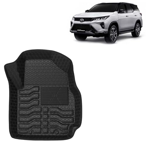 Image of Kingsway Accessories Premium 4.5D Car Floor Mats Only Compatible with Toyota Fortuner (Automatic Transmission) Year 2021 to 2025, 4 Pcs, 100% Waterproof PVC Foot Mats | Black | 1 Year Warranty