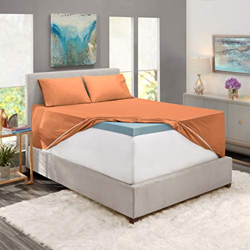 Image of Nestl King Bed Sheet Set - Rust - 4-Piece Extra Deep Pocket | Instantly Soft, Night-One Ready (No Wash Required). Fits Extra Deep Pockets up to 24 Inches, 360-Degree Elastic Grip
