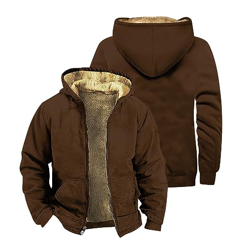 Hoodies for Men Full Zip Up Hoodie Thick Fleece Jacket Sherpa Lined Flannel Hoodie Fall Fashion Warm Soft Coat3
